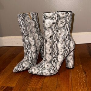 Fashio Nova Faux Snake Skin Booties